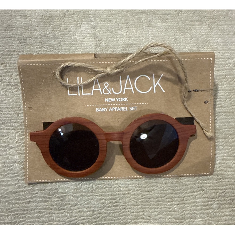 Lila & Jack NEW 3T Toddler Sunglasses Woodgrain round with Gray lens Boy/Girl